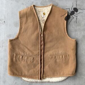 Vintage Y2K Carhartt brown Sherpa lined work wear vest